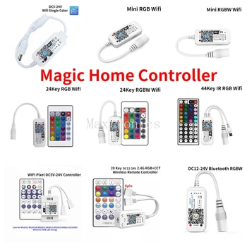 Magia Casa sem Fios Bluetooth, wi-Fi DC5V 12V 24V LED, Controlador do RGB/RGBW de IR RF Para WS2811 WS2812B Única Cor RGB RGBW LED Strip