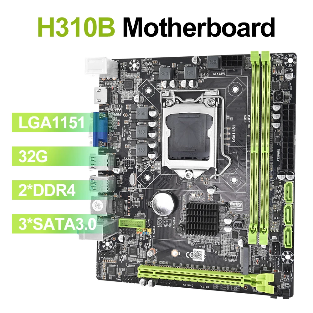 H310B Computador placa Mãe LGA 1151 Suporte RAM DDR4 32GB NVME M. 2 SATA3.0 USB3.0 Gigabit Ethernet PCI-E 16X Gráfico Slot para Cartão . ' - ' . 0