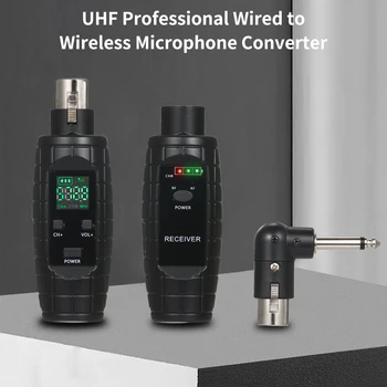 UHF Profissional com Fio para sem Fio Microfone Conversor Micphone Transmissor Receptor 571~598MHz de Recepção de Transmissão de 50~80M