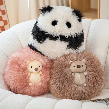 Bonito Suave Arrepio De Gordura Rodada Panda Brinquedos Do Luxuoso Cabelo Longo Bonecos De Peluche Um Animal De Pelúcia Almofadas Bom Presente De Natal Para O Bebê Meninas