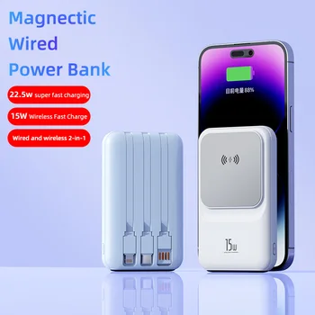 Magnectic do Banco do Poder de 10000mAh com Fio Powerbank Para Iphone 14 13 12 Magsafe Macsafe Portátil do Carregador de Bateria Móvel Bateria de Reposição