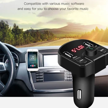 3.1 Um Dual USB Rápido Carregador de Carro Transmissor FM viva-voz Bluetooth U Disco TF Leitor de MP3 do Carro de Carregamento De telemóvel Universal