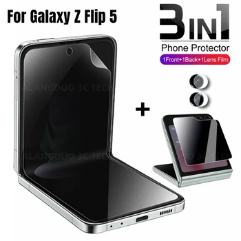 Privacidade Vidro Anti-Spy Película Para Samsung Galaxy Z Flip 5 flip5 Completo Capa Frente para Trás Anti-peeping Protetor de Tela lente filme