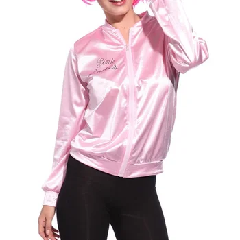 Básica Coats Sólido de Treino para as Mulheres Jaqueta de Senhoras Jaqueta Retrô Mulheres do Vestido de Fantasia da Graxa Traje cor-de-Rosa
