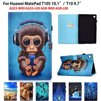 Cartoon Macaco Pintado Caso Capa para o Huawei Matepad T 10s Magnético Funda para Huawei MatePad T10 T 10 Coque TPU Macio Shell de Volta
