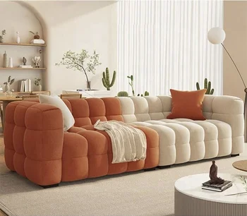 Fábrica de móveis o mais recente projeto do cordeiro de veludo tecido conjunto de sofá de KD sofá-cama podem ser personalizadas de tecido de sofá da sala