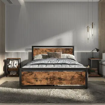 Industrial design de estilo cama de casal, quarto de solteiro, adultos, casal e a adolescente de casal, moldura de metal cama, mobília do quarto