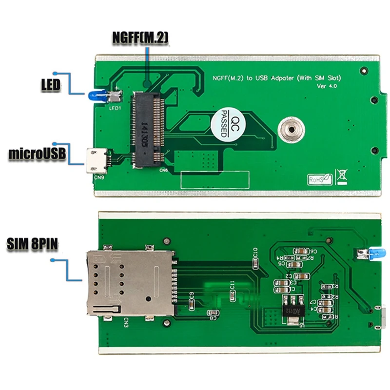 2X sem Fios NGFF M. 2 Chave B Para USB Adaptador Com Slot para Cartão Sim Para WWAN/LTE/4G Módulo Para Desktop/Laptop . ' - ' . 5