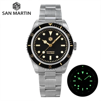 San Martin Homens Mecânico Automático relógio de Pulso de Luxo Safira 38mm Atualização 6200 Homens Relógio de Mergulho PT5000 Impermeável 20ATM Relógio