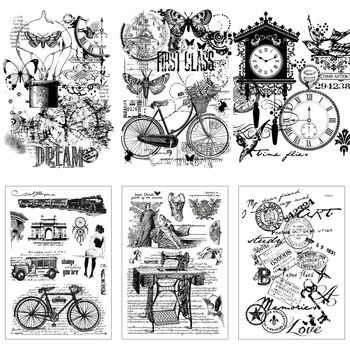 Relógio / partituras / Bicicleta Claro Carimbo de Silicone para Scrapbooking Cartão de Fazer Artesanato Álbum Decoração 11*16cm Original Carimbo