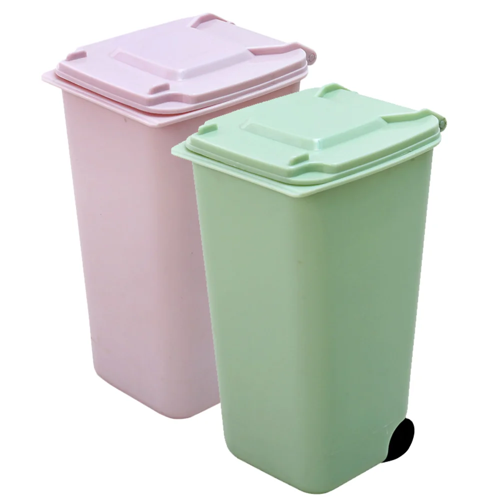 2 Peças De Plástico Lixeira Com Tampa De Lixo De Cozinha Tampa De Plástico De Lixo Pequena Rosa Pp Lixeiras De Escritório . ' - ' . 1
