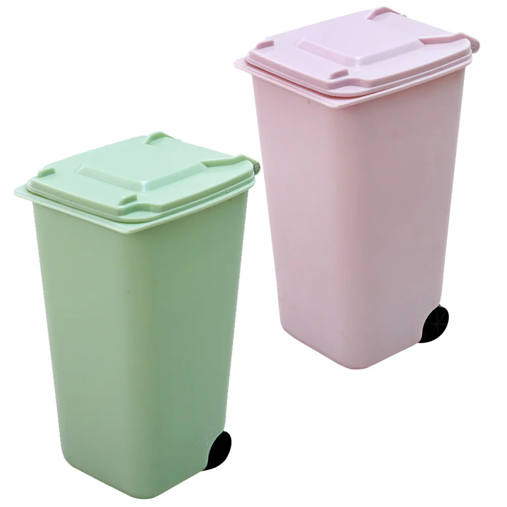 2 Peças De Plástico Lixeira Com Tampa De Lixo De Cozinha Tampa De Plástico De Lixo Pequena Rosa Pp Lixeiras De Escritório . ' - ' . 2