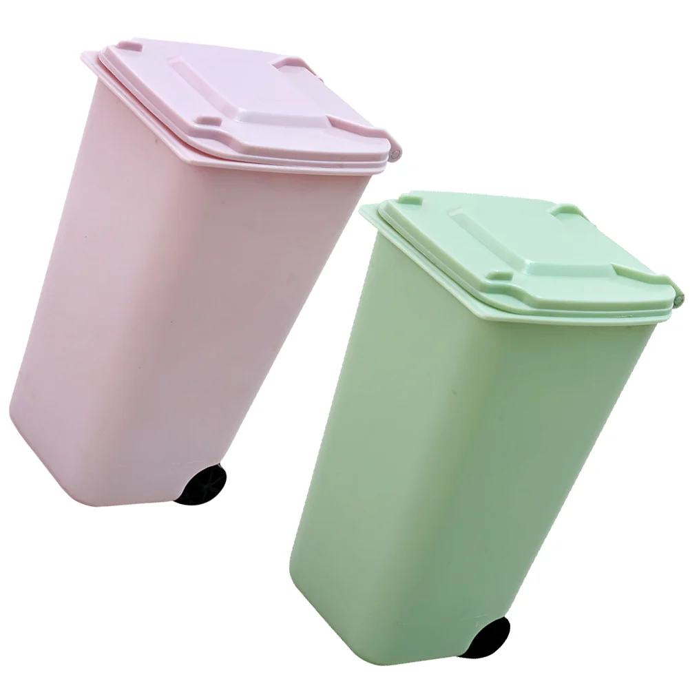 2 Peças De Plástico Lixeira Com Tampa De Lixo De Cozinha Tampa De Plástico De Lixo Pequena Rosa Pp Lixeiras De Escritório . ' - ' . 4