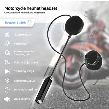 Bluetooth 5.3 Capacete de motociclista Fone de ouvido sem Fio Chamada Handsfree Kit de som para Piloto de Pilotagem Leitor de Música MP3 Moto Fone de ouvido