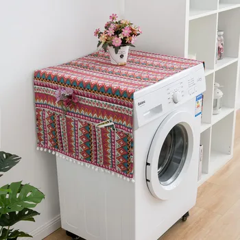 Máquina de lavar roupa Organizador,Boho Folhagem, Flores de Padrão de Boêmio Flor de Ilustração,Anti-slip, em Tecido Tampa Superior para máquina de lavar roupa