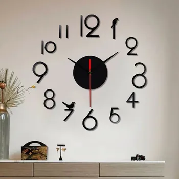Sem aro DIY Parede Mudo Clock 3D da Superfície do Espelho Vinheta de Decoração de Home Office Adesivos Sala de estar, Casa de Banho Decoração de Parede quente