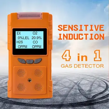 Vazamento de gás, Detector de Medidor de Alarme de Som 4 em 1 O2, CO, H2S EX Multi Monitor de Gás Medidor