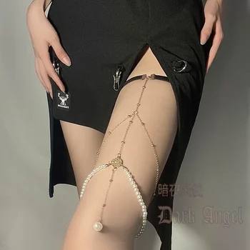 Noite Anjo multi-camada de pérolas de cadeia de perna cadeia de mulher ins criativo nicho design sensual perna anel corpo cadeia de ornamento