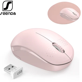 SeenDa Silêncio 2.4 G sem Fio Mouse para Computador Portátil Impermeáveis PU Couro Mouse Pad Set Candy Color Ergonómico Silenciosa Mouse