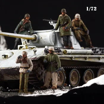 5pcs Escala 1/72 Tanque do Veículo Soldado Grupo 5 Soldados Figuras Modelo DIY Cena Boneca Ornamento