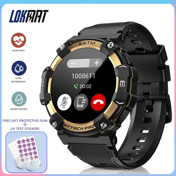 Smart Watch Lokmat 2 de Ataque Pro Homens do Esporte relógio de Pulso BT Chamada IP68 de Fitness Tracker Coração da Taxa de Oxigênio no Sangue Dormir Com Adesivo UV