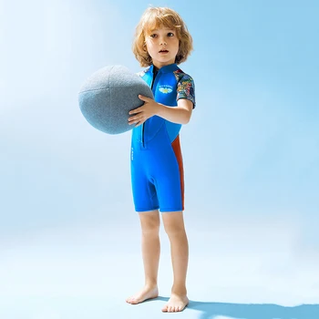 Garoto do Mergulho de Roupa de Protecção Quente Mergulho Surf Maiô Elástico Anti-risco Manga Curta Equipamento de Esportes de Água