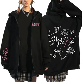 Vadios Crianças Kpop Maxident de Impressão Zip-up Capuz Estilo coreano Y2k Harajuku Fashion Mulheres Camisolas de Inverno Quente Zíper do Casaco com carapuço Coats