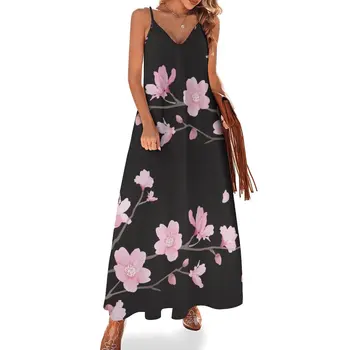 Nova Flor de Cerejeira de flor - de-fábrica Preto sem Mangas, Vestido de um vestido longo para mulheres vestidos para a mulher 2023 vestidos de noiva para festas