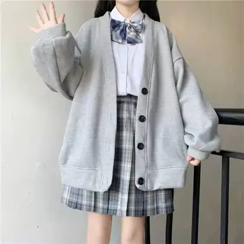 Japonês Suéter de Mulheres da Primavera e do Outono Novo Versátil Aluno Solta o Botão do Casaco Mulheres da Faculdade Estilo Desgaste das Mulheres