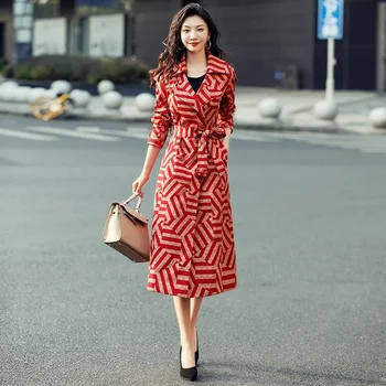 O outono da Mulher Longo Casaco de Trincheira francesa Elegante coreano Casual Cinto Solto Jaqueta de 2023, sexo Feminino, Com Forro de Moda Casual Trincheira Coa