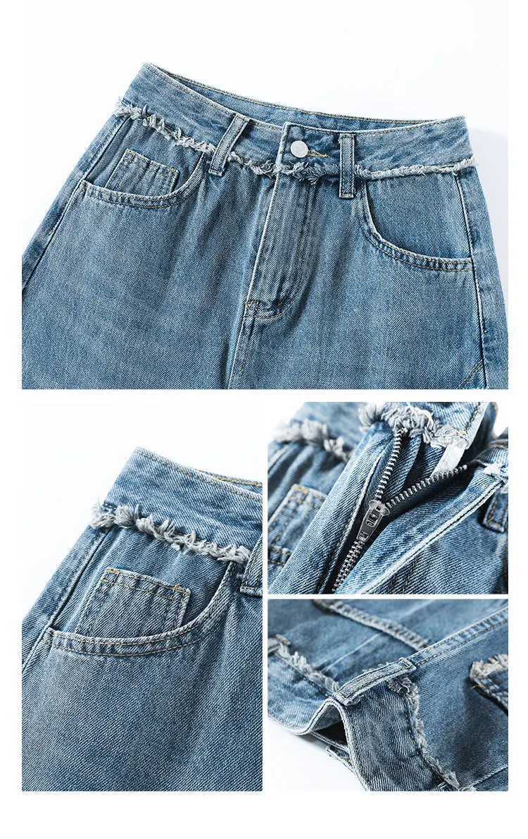 2023 Primavera Verão Novo Cintura Alta Irregular de Divisão Saia Jeans Para as Mulheres, Roupas Retrô de Uma linha de Fenda Saia Jeans BC105 . ' - ' . 5