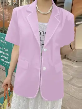 ZANZEA Mulheres de Moda Casual Blazer Elegante Entalhado Gola Manga Curta ações de Lazer Estilo coreano Terno Formal com a Coats 2023 Blazer