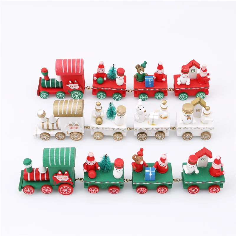 Madeira de Natal Trem de Decoração, Brinquedos do Bebê Bonito, Pintado de Brinquedo de Trem com Papai Noel, Boneco de neve de Artesanato para o Ano Novo de Natal de Presentes Crianças . ' - ' . 5