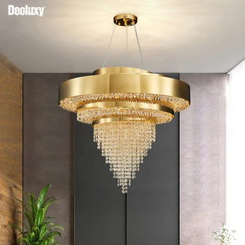 DEOLUXY Moderno lustre de cristal para a sala de decoração de casa de ouro pendurado luminária de design criativo led cristal brilho