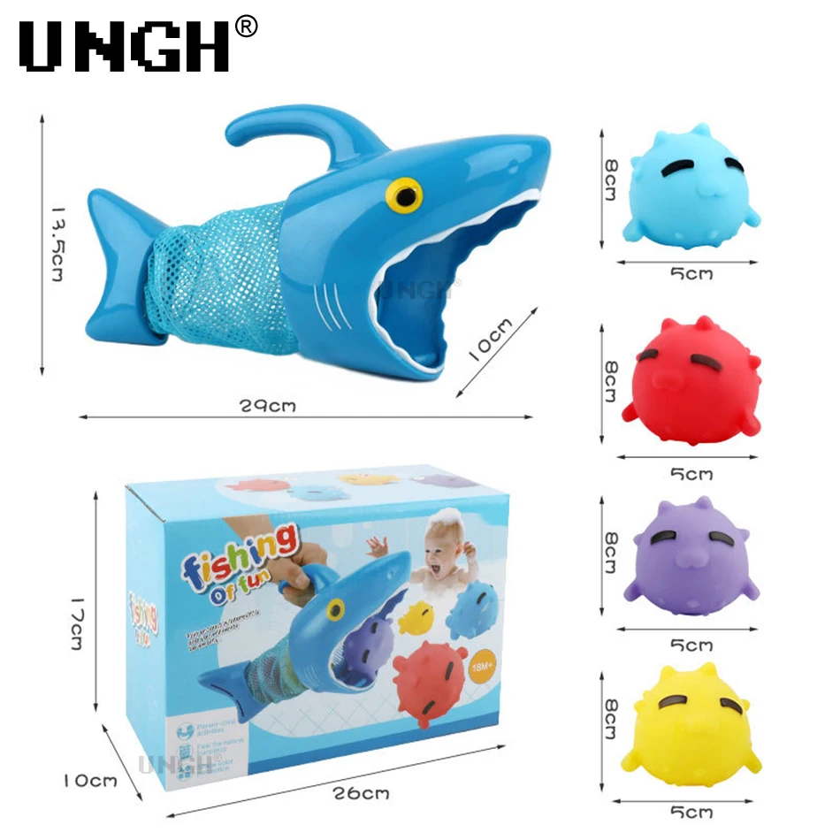 UNGH Bebê Bonito 3D Tubarão Animal Flutuante Banheira de Brinquedo Montessori Piscina de Água Brinquedos de Borracha Macia Float Squeeze Som Garoto de Lavagem de Jogar . ' - ' . 2