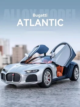 Novo 1:24 Simulação Bugatti Atlantic Liga De Modelo De Carro De Som E Luz Puxar Carro De Brinquedo Carro Esporte De Menino Coleção Decoração Presente