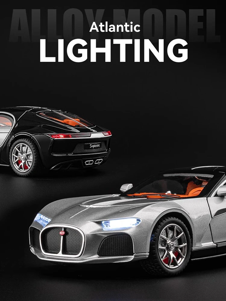 Novo 1:24 Simulação Bugatti Atlantic Liga De Modelo De Carro De Som E Luz Puxar Carro De Brinquedo Carro Esporte De Menino Coleção Decoração Presente . ' - ' . 4