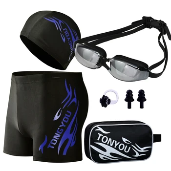 Anti-Nevoeiro Proteção UV Óculos de Natação Swimwear Profissional Óculos de Mergulho Chapéu de Tampão Conjunto Impermeável para Homens Mulheres
