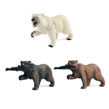 Miniatura de Suportar um Modelo Estático Sólido do PVC Figura Realista PolarBear/Urso Marrom Mesa de Escritório Brinquedo de Pré-escolar a Coleção de Presente Y55B