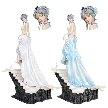 Anime Ghost Lâmina Estatueta Yulia Princesa de Gelo Figura de Ação-de-Rosa Azul Branco Vestido de PVC de Coleta de Modelo Boneca Ornamento Brinquedos de Presente