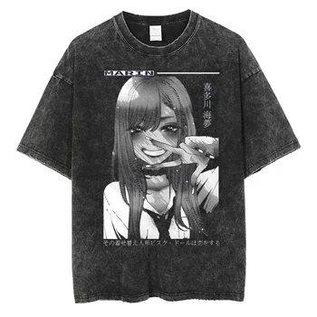 Mulheres T-shirt Kawaii Roupas Kitagawa Marin Gráfico Camiseta de Anime Lavado T-Shirt dos Homens Streetwear Estética Roupa Preta Tops
