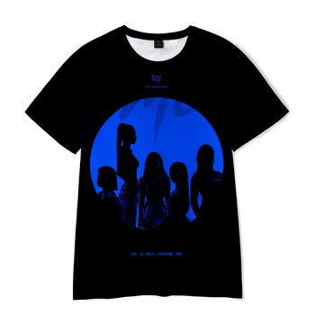 Kpop ITZY 3D Pirited O-T-shirt com Decote de Homens e Mulheres fãs de Música de Verão de Manga Curta, Camisetas Harajuku Casual Streetshirt Meninos Meninas rapazes raparigas Tee
