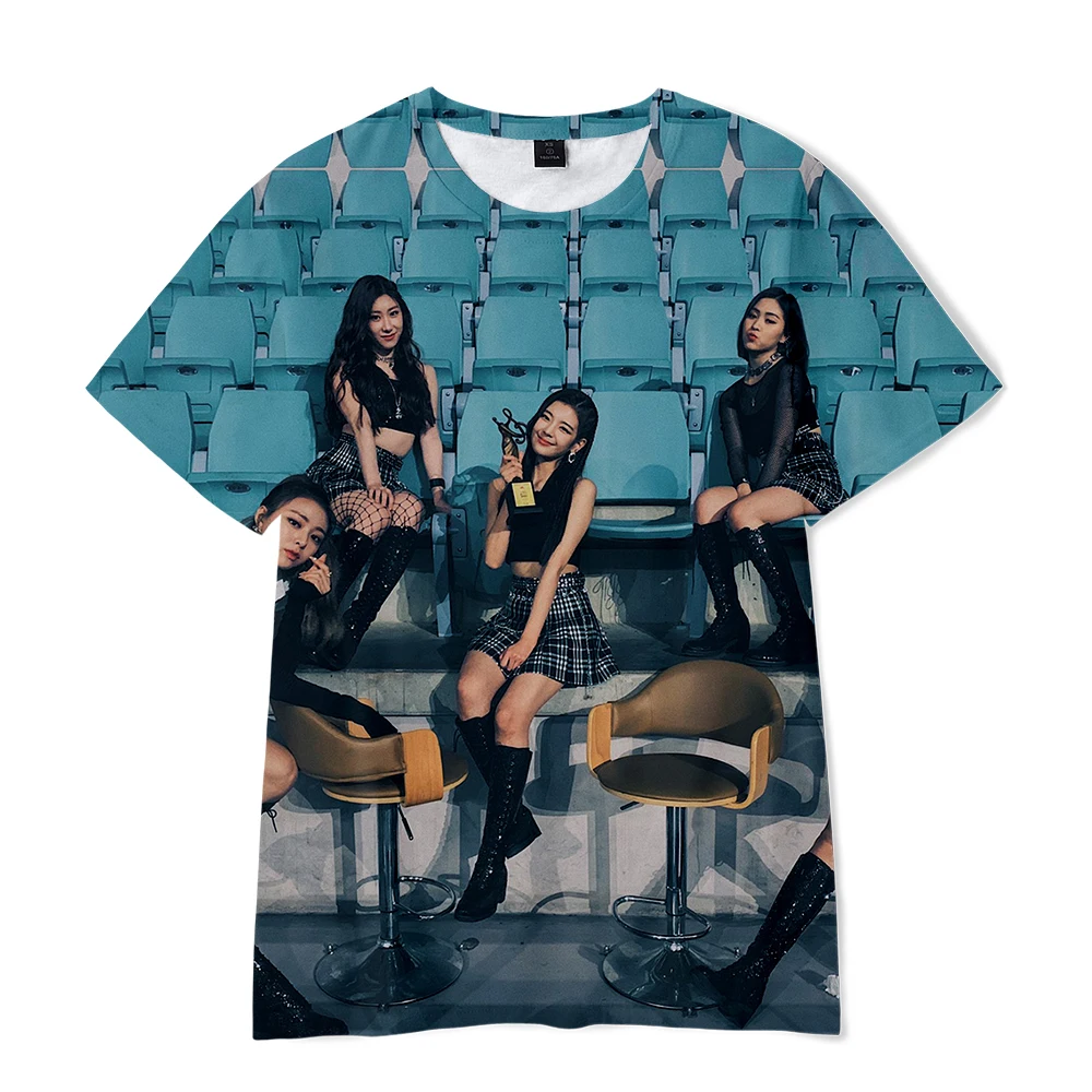 Kpop ITZY 3D Pirited O-T-shirt com Decote de Homens e Mulheres fãs de Música de Verão de Manga Curta, Camisetas Harajuku Casual Streetshirt Meninos Meninas rapazes raparigas Tee . ' - ' . 3