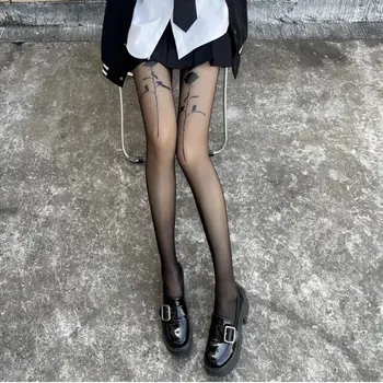 Respirável Vintage Ultra-fino Rhombic Lattice Mulheres de meia-Calça Confortável de Seda JK Rosa Padrão Feminino Meias Sexy meia-Calça