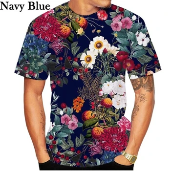 Man em 3D impresso T-shirt, Havaí, linda flor, camisa casual manga curta, floral, de praia, de cima XXS-6XL