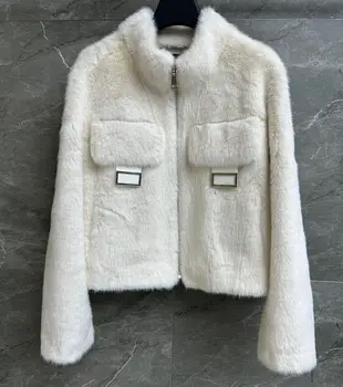 2023 outono inverno 23fw chegada nova moda de Lã+vison veludo jaqueta casaco outwear roupas para mulheres
