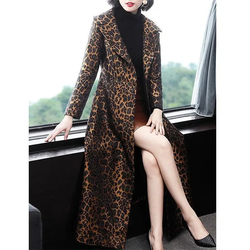 Leopard Print Casacos Mulher de Outono, Moda de Inverno Longo Casaco de meia idade do sexo Feminino ao Longo do Comprimento do Joelho Jaqueta, Casaco . ' - ' . 1
