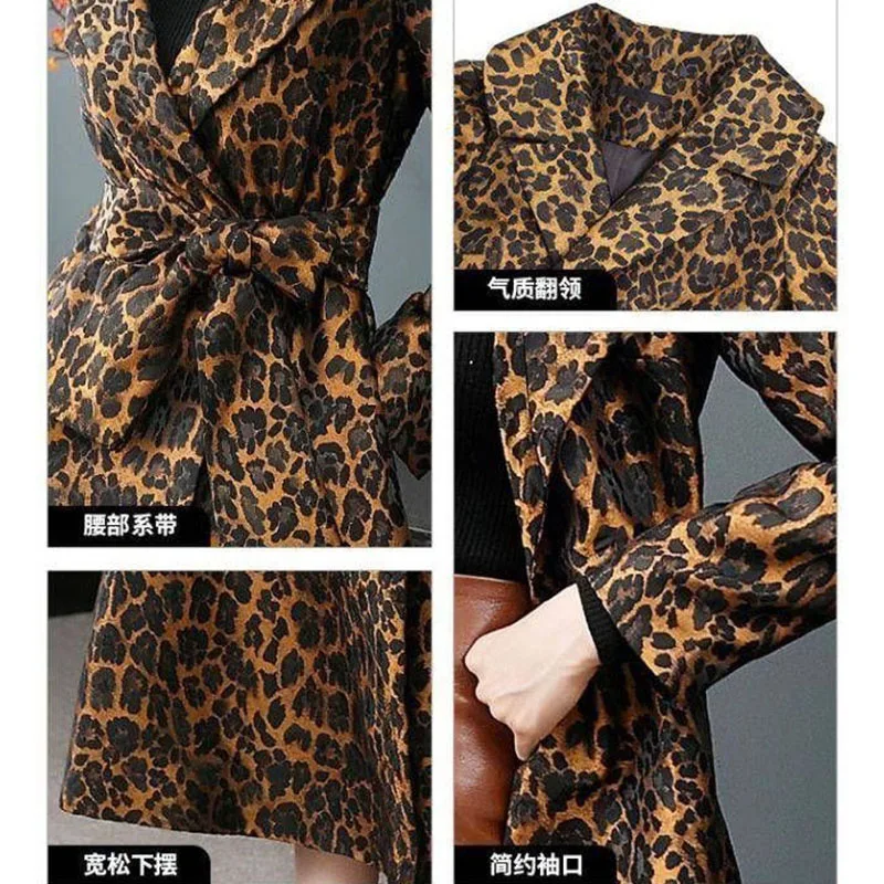 Leopard Print Casacos Mulher de Outono, Moda de Inverno Longo Casaco de meia idade do sexo Feminino ao Longo do Comprimento do Joelho Jaqueta, Casaco . ' - ' . 5