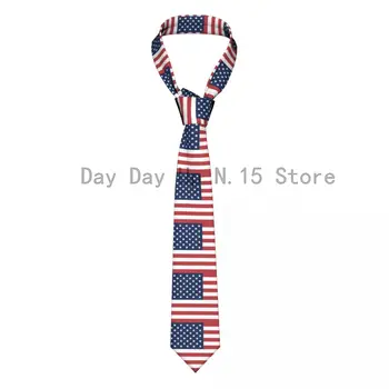 Bandeira americana Gravata Unisex do Poliéster 8 cm Laços de Pescoço para Mens Moda Estreitas Acessórios Plastrão Office