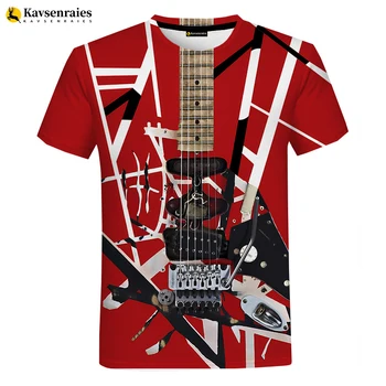 Nova Música de Rock de Guitarra 3D Camiseta de Verão, Homens/Mulheres T-Shirt T-camisa Casual T-Shirt/Streetwear Homens de Roupa